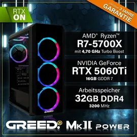 Greed Gaming-PC AMD Ryzen 7 5700X 4,7 GHz 32 GB RAM 1 TB SSD GeForce RTX 5060 Ti Win 11 Pro