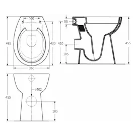 vidaXL Hohe Spülrandlose Toilette Soft-Close 7cm Höher Keramik Schwarz