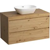 Laufen LANI Waschtischplatte wildeiche inklusive Unterschrank, 1 Ausschnitt mittig, 985x495x580mm, H4065611122671,