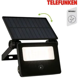 Telefunken LED Strahler Solar mit Bewegungsmelder, Dämmerungssensor, 1000 Lumen, Baustrahler, Außenlampe, Außenleuchte, Akku, Außenwandleuchte, Außenstrahler, 14x11,5x18 cm, Schwarz