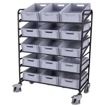 Cordes Eurokastenwagen Kunststoff 1240x610mm Anthrazitgrau mit 15 Kunststoffkisten
