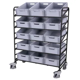 Cordes Eurokastenwagen Kunststoff 1240x610mm Anthrazitgrau mit 15 Kunststoffkisten