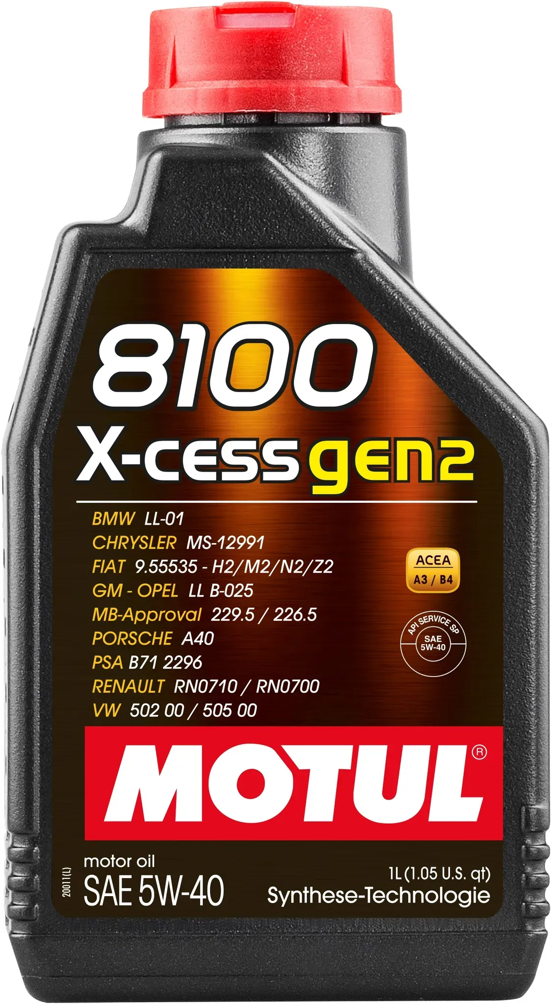 MOTUL Motoröl 8100 X-CESS GEN2 5W-40 [1L] 112350 1l für VW Fiat Citroën/Peugeot RENAULT