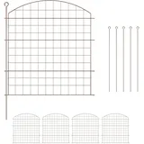 Relaxdays Teichzaun, 5 Zaunelemente, je HxB: 78 x 75 cm, Oberbogen, zum Stecken, Metall, Garten, Pool, Beetzaun, braun