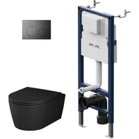 AM.PM WC Set Wand-WC Vorwandelement Drückerplatte Func Runde Schwarz