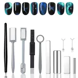 Cat Eye Magnet Satz, 11 Stück Nail Art Werkzeug, Magnetstift für 3D Cat Eye Gel Nagellack, Ideal für Nagelstudios, Multi Funktions Katzenaugen Nagellack Magnet Set