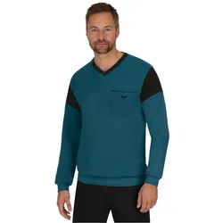Schlafanzug TRIGEMA "TRIGEMA Modisches Schlafanzugoberteil mit Brusttasche", Herren, Gr. S, blau (petrol), 100% Baumwolle, Basic, Homewear-Sets
