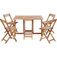 BELIANI Gartenmöbel Set Hellbraun Akazenholz 5-Teilig Klapptisch mit 4 Klappstühlen Runstikales Design Outdoor Terrasse Garten Ausstattung Tisch-Set - Hellbraun