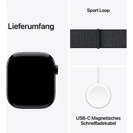 Apple Watch Series 10 GPS 42 mm Aluminiumgehäuse diamantschwarz Sport Loop tinte