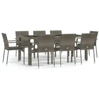 vidaXL Garten-Essgruppe 9-tlg. Grau