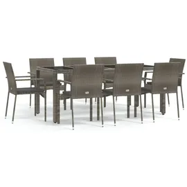 vidaXL Garten-Essgruppe 9-tlg. Grau