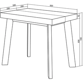 SKRAUT HOME Ausziehbarer Konsolentisch 180x90x73cm Weiß