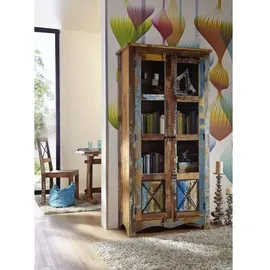 MASSIVMOEBEL24.DE Vitrine Altholz 90x40x180 mehrfarbig lackiert NATURE OF SPIRIT #52