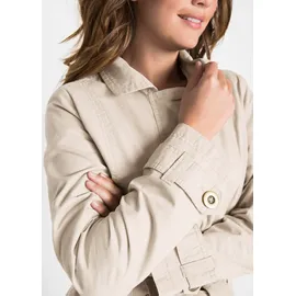 bonprix Trenchcoat BONPRIX, Damen, Gr. 48, kieselbeige, Web, Obermaterial: 100% Baumwolle. Futter: 100% Polyester, gepflegt, unifarben, figurbetont ca. Mitte Oberschenkel, mit Riegel, Mäntel, aus Baumwolle, mit langem Arm, figurbetonte Passform, mit Gürtel
