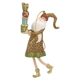 ecoSoul Weihnachtsmann, Gabenträger mit Geschenk, Deko Hänger, Christbaumschmuck, braun, Gold, 13 cm