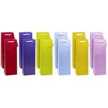 TSI Geschenktüten für Flaschen 12 St. Dunkelrot/Lia/Grün/Hellblau/Gelb/Rosa 12,0 x 36,0 cm