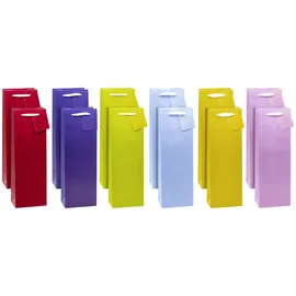 TSI Geschenktüten für Flaschen 12 St. Dunkelrot/Lia/Grün/Hellblau/Gelb/Rosa 12,0 x 36,0 cm