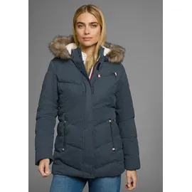POLARINO Steppjacke POLARINO, Damen, Gr. 46, blau (marine), Obermaterial: 100% Polyester. Besatz: 100% Polyester. Futter: 100% Polyester. Wattierung: 100% Polyester, Strickbündchen, Jacken Steppjacke, mit abnehmbarer Kapuze, mit Fellimitat, viele Taschen