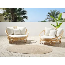 Beliani Sonneninsel 2er Set Loungemöbel beige