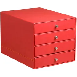 Rhodiarama Schubladenbox mit 4 geschlossenen Laden, Kunstleder, 24,8x32 ,7x22,8cm - Mohnrot 318963C