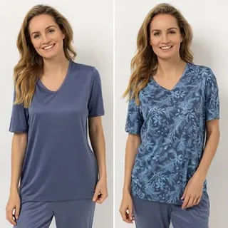 JERYMOOD 2 Shirts, 1/2-Arm Mikrofaser 1x uni 1x bedruckt