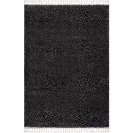 Carpet City "Pulpy 100" Gr. 8, grau (anthrazit), B:300cm H:30mm L:400cm, Kunstfaser, Teppiche, Fransenteppich, Läufer, weich, mit Fransen, uni, viele Größen, Wohnzimmer, Schafzimmer