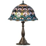 Tiffany Stil Lampe Tischlampe Blau H 61 cm Leuchte Antik Tischleuchte Buntglas