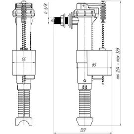 Belvit Füllventil für WC Spülkasten 3/8" Anschluss seitlich höhenverstellbar 234-328 mm