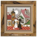 Riolis Kreuzstich-Set Stadt und Katzen Frühling, Zählmuster