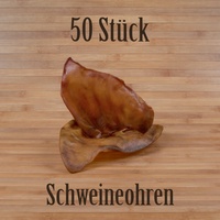 50 Stück Schweineohren - wie Rinderohren Kausnack Kauartikel Ochsenziemer Schweineohr