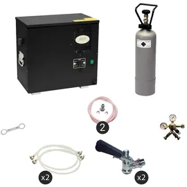 ich-zapfe Komplett Set Zapfanlage, Bierzapfanlage AS-40, 2-leitig, Durchlaufkühler, Nasskühler - Untertheke, Green Line, Zapfkopf:5 Liter Adapter,Zapfkopf 2:Flach