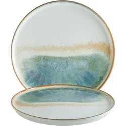 6x Bonna Fium Hygge kleiner Teller flach rund 22cm 2cm Weiß Blau Porzellan FIUHYG22DZ Frühstücksteller Kuchen Geschirr