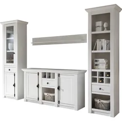 Wohnwand HOME AFFAIRE "California", weiß (pinie weiß), Kastenmöbel-Sets, bestehend aus Standregal, Vitrine, Sideboard, Wandregal
