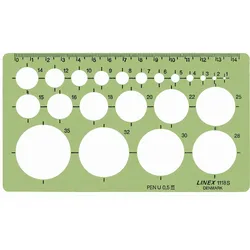 LINEX Kreis-Schablone 118S 1-35mm 22 Kreise grün Packung mit 10 Stück