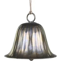 Chic Antique Glocke mit Rillen glänzend, H5,5/Ø6,5 cm, antique messing