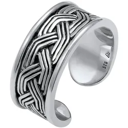 KUZZOI Herren Bandring Ornament Design Offen 925 Silber silberfarben 