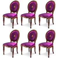 Casa Padrino Luxus Barock Esszimmer Stuhl Set Lila / Braun / Gold - Handgefertigtes Küchen Stühle 6er Set - Luxus Esszimmer Möbel im Barockstil - Barock Möbel - Luxus Qualität - Made in Italy