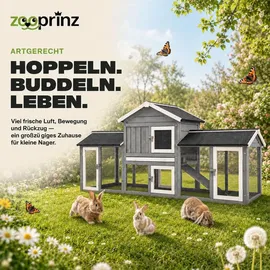 zooprinz Kleintierstall Don Camillo 210 x 85,5 x 54 cm Grau/Weiß