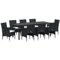 VidaXL 9-teiliges Garten-Essgruppe Schwarz Poly-Rattan