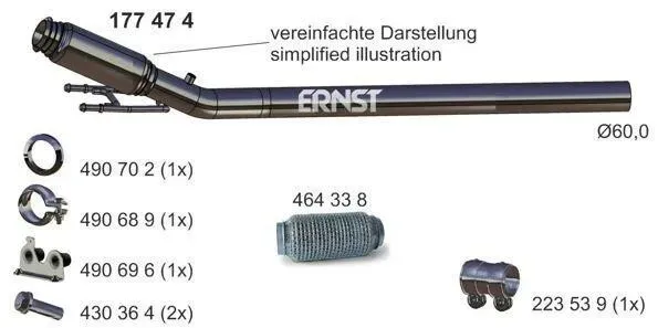 ERNST Abgasrohr vorne  für VAG 7E0253095A 177474