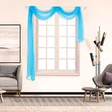 Whakano 1 Stück Querbehang Freihanddeko,Transparentem Gardinen Schals Voile,in 21 Farben erhältlich,Gardinen Tüll,Dekoschals,Vorhangschal für Fotografie Party Hochzeit Taufe,90cmx200cm,Himmelblau