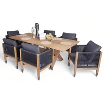 JV Möbel Luxuriöse Komplett Set Esstisch Holz Stilvoller 6x Stühle), Textil Gartenmöbel
