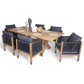 JV Möbel Luxuriöse Komplett Set Esstisch Holz Stilvoller 6x Stühle), Textil Gartenmöbel