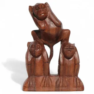 Wogeka Tierfigur 3 Affen Holz Figur Afrika Tier Statue Dekoration Ktier