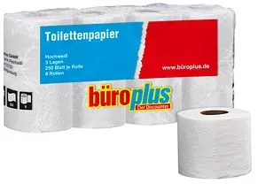 büroplus Toilettenpapier 3-lagig, 8 Rollen