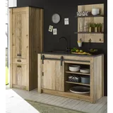 furn.design Küchenzeile Stove 210 cm Used Wood hell und anthrazit