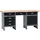 KÜPPER Werkbank Holz 170 cm x 84 cm x 60 cm schwarz 6 Schubladen 1 Tür