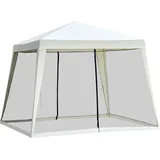 Outsunny Gartenpavillon Pavillon 3 x 3 m wetterfest mit Moskitonetz, Partyzelt aus Metall und Polyester in Cremeweiß   Aosom.de