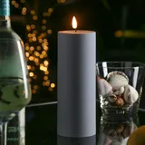 Deluxe Homeart LED Kerze MIA für Innen/Außen flackernd H: 20cm D: 7,5cm outdoor grau