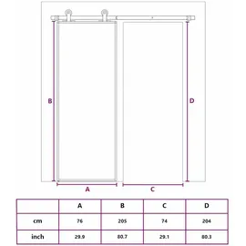 vidaXL Schiebetür rechts 76 x 205 cm schwarz